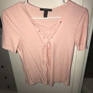 Adorable Crop Lace-Up Women’s Tee (Forever 21)